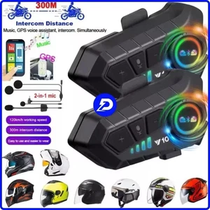 COPPIA INTERFONO MOTO BLUETOOTH 5.3 AURICOLARE IMPERMEABILE 300M PER CASCO MOTO - Foto 1 di 14