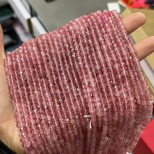 4mm Naturale Piccolo Cubo Sfaccettato Quadrato Fragola Quarzo Perline per Creazione Gioielli - Foto 1 di 4
