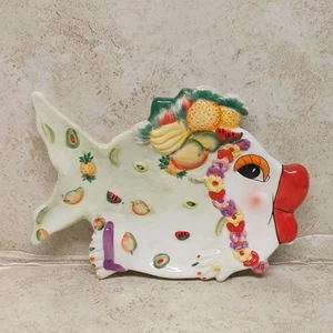 Maui By Design Whimsical Tropical Fruit Fish Plate 9" Hawaiian - Picture 1 of 15