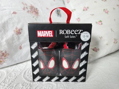 NUEVOS ZAPATOS ROBEEZ MARVEL 12/18 MESES MILLAS MORALES SPIDER-MAN CUERO SUELA SUAVE Foto 1 de 4