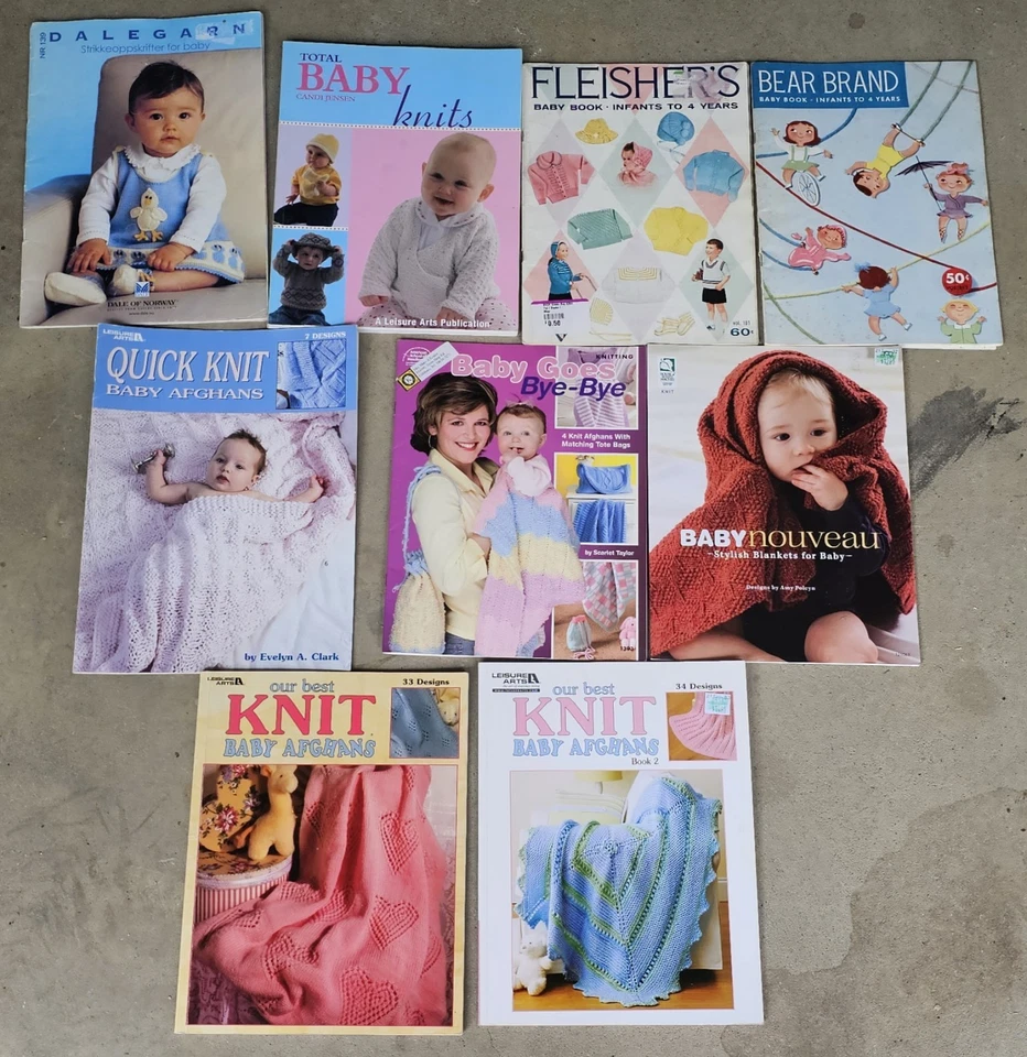 Lot Dale Of Norway Knitting For Baby Dress Sweater Hat Booties Romper Pants Knit - Image 1 of 4