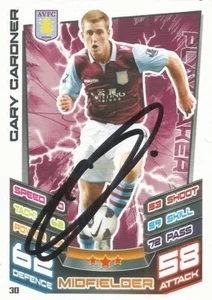 GARY GARDNER SIGNED ASTON VILLA 2012/2013 MATCH ATTAX TRADING CARD+COA - Picture 1 of 1