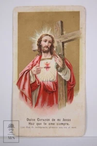 Original Antique Religious Card - Sacred Heart - The Promises of Jesus - Picture 1 of 2
