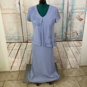 Vintage 1990s Positive Attitude Womens Sz 14 Maxi Dress Beaded Sequin Blue - Picture 1 of 10