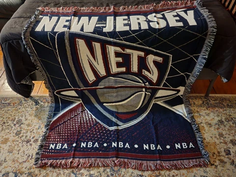 NBA  New Jersey Nets 48x60" Woven Tapestry Throw. 100% High Bulk Acrylic Cover