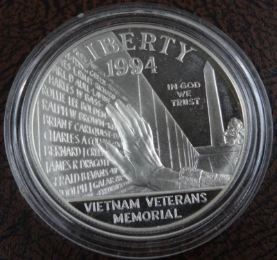 1994-P Vietnam Veterans Memorial Commemorative Proof Silver Dollar Capsule Only - Image 1 of 4