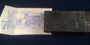 Vintage Printing Letterpress Block Man Peeps Through Keyhole At Business Meeting - Picture 1 of 3