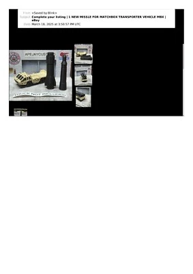 1 NEW MISSLE , ROCKET FOR MATCHBOX TRANSPORTER VEHICLE MBX Superfast - Image 1 of 4