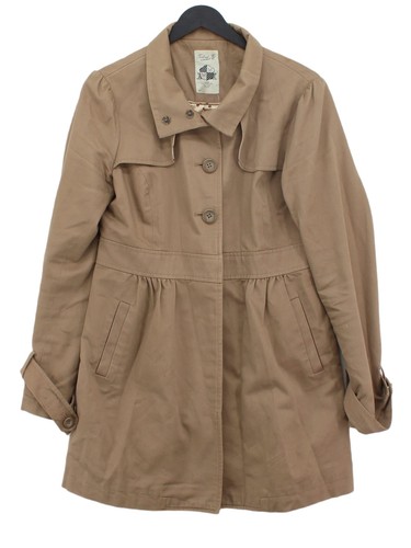 VETEMENTS Crew Clothing Cappotto Donna UK 10 Marrone Cotone con Altro Soprabito Poliestere