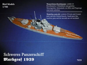 Schweres Panzerschiff Markgraf 1939 1/700 Bird Models Resinbausatz / resin kit - Bild 1 von 10