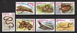 Nicaragua Stamp Scott #1195-1197, C1034-C1037, Reptiles, Set of 7, CTO, SCV$2.05 - Picture 1 of 1