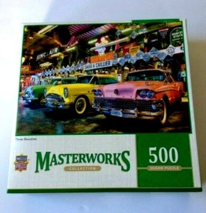 Classic Cars Jigsaw Puzzle 500 Pieces Three Beauties Pink Yellow Green Sinclair - Picture 1 of 3