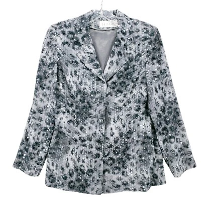 Chaqueta ligera adornada con lentejuelas gris vintage hecha a medida usada en excelente estado talla mediana? Foto 1 de 4