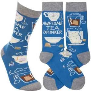 Impresionantes calcetines unisex para bebedor de té talla M/L primitivos de Kathy moda nuevos* - Imagen 1 de 3