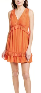 Ramy Brook Moira Damen-Minikleid orange Größe 12 Rüschenbesatz V-Ausschnitt 395 $ - Bild 1 von 2