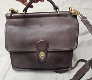 Coach Willis Bag VTG Crossbody Shoulder Saddle Flap Brown Leather 9927 Handbag - Picture 1 of 14