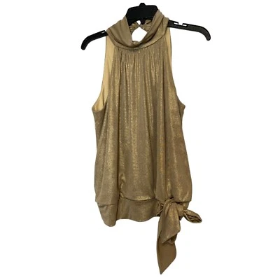 Night Way Collections 女式衬衫上衣衬衫,尺寸 L,金色金属色 — 第 1/4 张图片