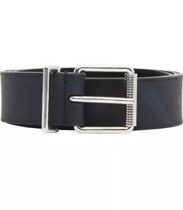 Nuevo Auténtico Cinturón Burberry Hombre Nova a Cuadros Azul Marino Cuero Negro 42 105 $495 - Imagen 1 de 3