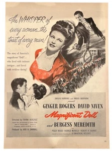 1946 Magnificent Doll Movie Original Print Ad Ginger Rogers David Niven - Bild 1 von 2