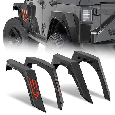 4 PCS Front & Rear Fender Flares For 2007-2018 Jeep Wrangler JK JKU Unlimited - Image 1 of 4