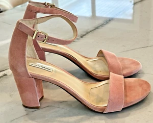 Alex Marie Apricot Suede Summer Sandal  Mid Block Heel Shoe Size 8 M - Picture 1 of 9