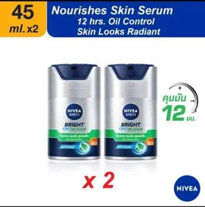 2 Nivea Face Lotion 45ml.Men Brightening Serum Moisturizer Cream Oily Control - Picture 1 of 5