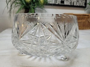large cut crystal 8" round Bowl / r4 d1 - Picture 1 of 4