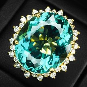 Delicate Lagoon Blue Tourmaline Rare 25.20Ct 925 Sterling Silver Handmade Rings - Picture 1 of 9