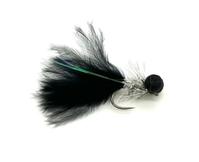 WORLD CLASS FLIES 6 x Black / Silver Humungous Booby - Trout Fishing Flies