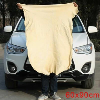 Natural Chamois Leather Car Cleaning Cloth Washing Absorbent Drying Shammy Towe✅ - Image 1 of 4