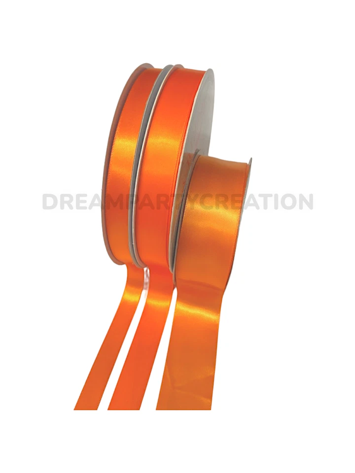 (NARANJA) Cinta de satén de una sola cara elige 5/8", 7/8" o 1-1/2" yardas cantidad Foto 1 de 1
