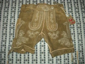 VTG K & K KAISERJAGER leiderhosen SUEDE LEATHER CHILDRENS KIDS M ETHNIC SHORTS - Picture 1 of 4
