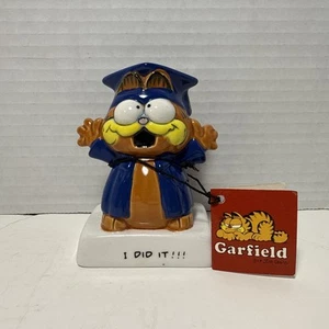 Vintage 1981 Enesco Garfield Cat "I Did It!!!" Graduation Figure Porcelain - Picture 1 of 6