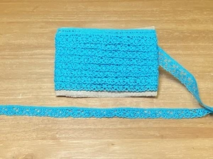 Turquoise Flat Lace Trim, 6 Yards, Half Inch Wide Sewing, Craft, Doll Clothes - Picture 1 of 3