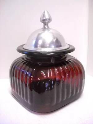 Tarro de vidrio Artland vintage boticario amatista púrpura tapa de peltre Foto 1 de 4