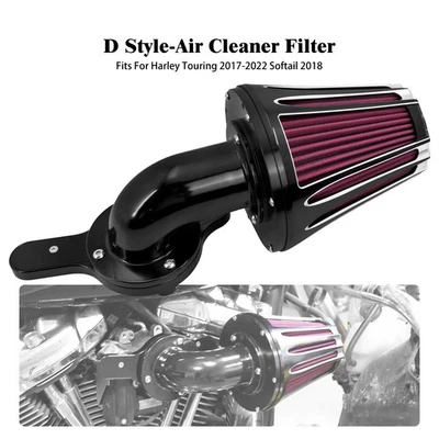 Cone Black Air Filter Red Intake For Harley Touring Road Street Glide 2017-2025 - Image 1 of 4