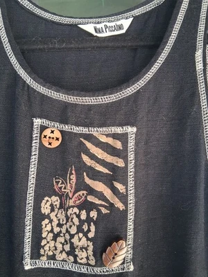 Vestido Hippie Nina Piccalino Negro Con Estampado Animal y Borde de Cuentas Foto 1 de 3