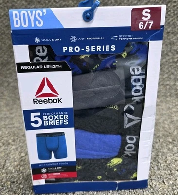 Paquete de 5 calzoncillos boxer Reebok para niños pequeños 6/7 colores surtidos serie Pro Foto 1 de 4