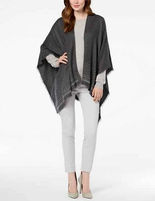 Charter Club Charcoal Grey Lightweight Studded Poncho Wrap New - Image 1 of 4