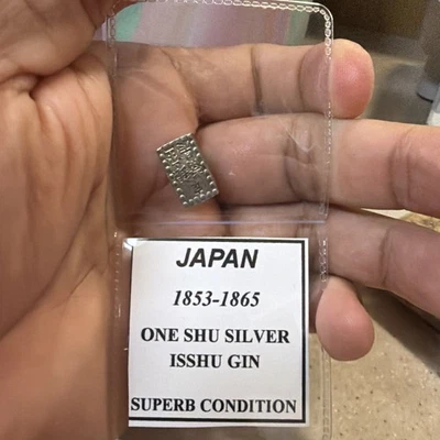 1853-1865 Japan Isshu Gin or One Shu Silver Samurai Bar Coin from the Kaei Era - Image 1 of 3