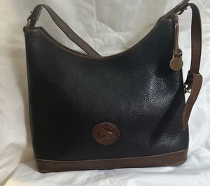 Vintage Dooney & Bourke Leather Black Tan Hobo Shoulder Bag Leatherss Set - Picture 1 of 5