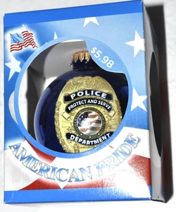 ORNAMENTO NATALIZIO DA COLLEZIONE, Rosso/Bianco/Blu, "Dipartimento Polizia", Nuovo con scatola - Foto 1 di 5