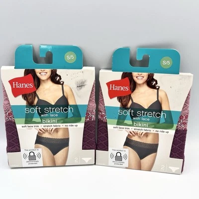 Лот из 2 Hanes мягкий эластичной бикини трусики S/5 фиолетовый кружева без езды вверх новый - Изображение 1 из 2