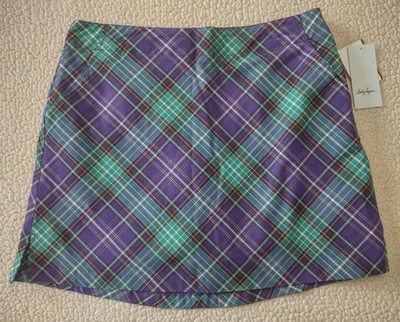 NUEVO CON ETIQUETAS Dama Hagen púrpura verde azulado a cuadros golf falda corta pantalones cortos combo damas talla 8 Foto 1 de 4