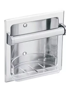 Recessed Soap Holder and Utility Bar in Chrome - Picture 1 of 6