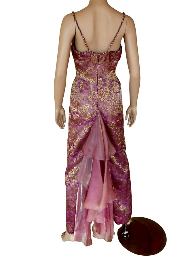 Vintage Cache Guipure Lace Mermaid Beads Dress Sz 8 Fairy Boho Y2K Prom 90s Gown - Image 1 of 4