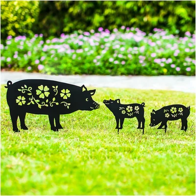 Pig Metal Decorative Garden Stakes Pig Gifts for Women Men Mom Birthday Gifts Si - Image 1 of 4