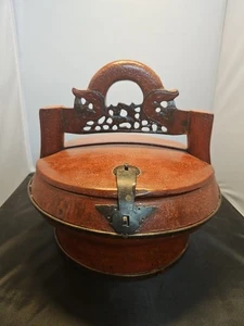 Hochzeitskorb 19. Jahrhundert Qing Dynastie Antik Vintage Holz und Metall Echtheitszertifikat - Bild 1 von 15