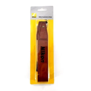 Genuine Nikon DSLR Camera Strap Brown Leather OEM Brand New - Picture 1 of 3