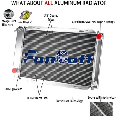 2 Row Aluminum Radiator Fit 1979-93 Ford Mustang Foxbody LX GT Cobra V6 V8. - Image 1 of 4